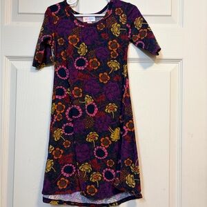 LuLaRoe Kids Dress with Purple and Orange Floral Design